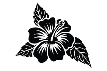 Hibiscus flower vector silhouette, hibiscus icon, Tropical hibiscus bloom silhouette, Hibiscus flower vector design