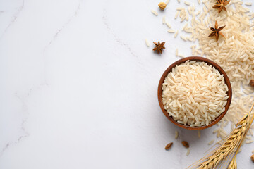 rice on wooden background