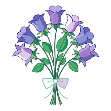 purple bell flowers bouquet tied ribbon clip art preview