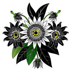  Elegant Black Passion Flower Bouquet Artwork