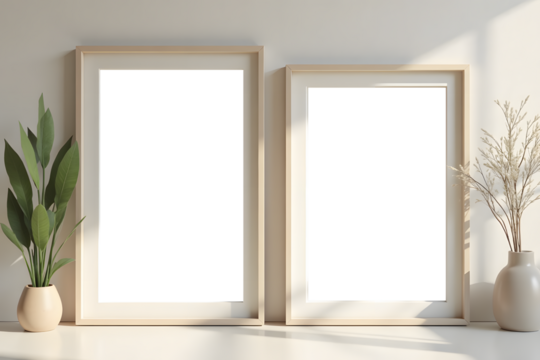 Pair of thick border frames nested, crisp natural lighting  