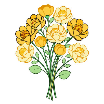 yellow flowers bouquet on white background clip art preview