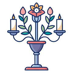  Elegant Candlestick Flower Bouquet Illustration