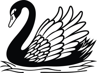 Obraz premium black swan vector illustration, black, tattoo, beak, wing, wild