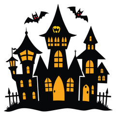 Halloween haunted houses isolated on white