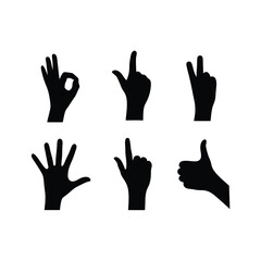 Minimalist hand poses collection in black vector art