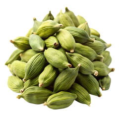 Fresh, green tea leaves and cardamom, healthy ingredients from nature