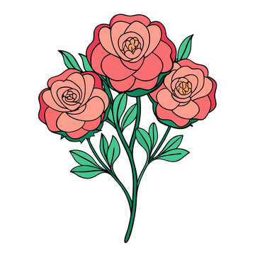 pink roses bouquet green leaves clip art preview