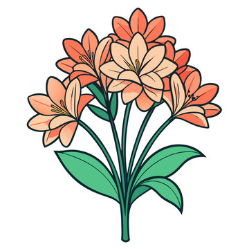 orange flowers bouquet green leaves clip art preview