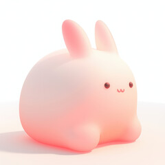 Fototapeta premium Cute round bunny figure, soft pastel colors, isolated on white background.