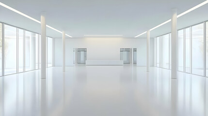 Empty Modern White Office Lobby