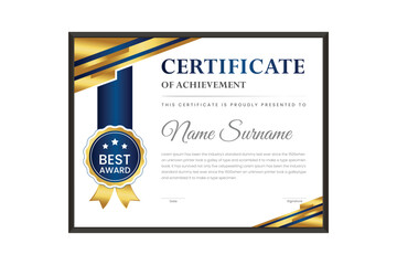 certificate Diploma of achievement template design with green gradient and black color