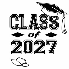 Fototapeta premium Class Of 2027 Graduation Design With Cap And Tassel Icon