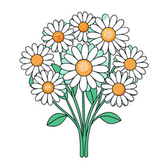  Charming Daisy Flower Bouquet Artwork