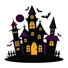 Halloween haunted houses isolated on white