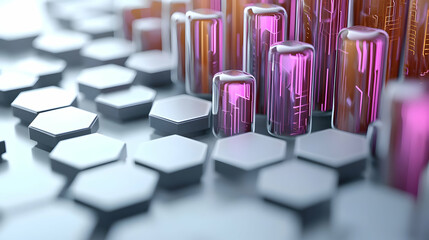 Abstract Geometric Design With Hexagons And Cylinders