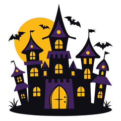 Halloween haunted houses isolated on white