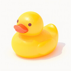 Cute yellow rubber duck, white isolate background.