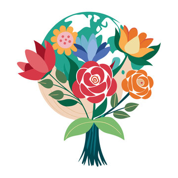 colorful flowers bouquet earth background clip art preview