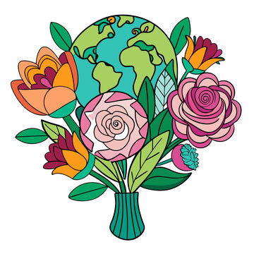 earth bouquet colorful flowers vase clip art preview