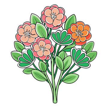 colorful flowers bouquet green leaves clip art preview