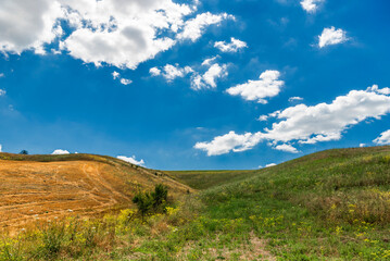 Fototapeta premium rural countryside landscape during a sunny summer day inside Val d'Agri, Basilicata