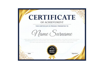 certificate Diploma of achievement template design with green gradient and black color