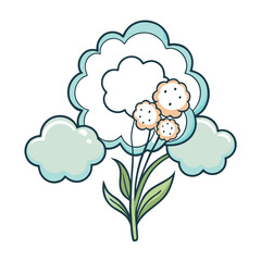  Vibrant Fluffy Clouds Flower Bouquet Art