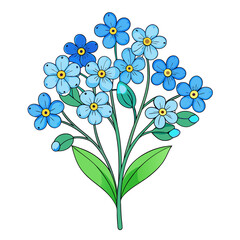  Charming Forget-Me-Not Flower Bouquet Illustration
