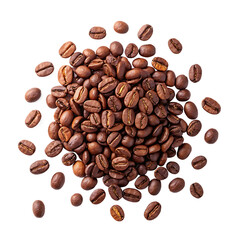 Naklejka premium Roasted brown coffee beans, isolated on white, offer a dark, aromatic caffeine boost for your morning espresso