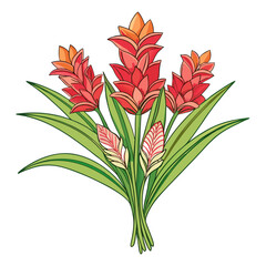  Elegant Ginger Lily Flowers Bouquet Illustration