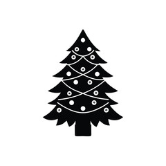 Creative black silhouette Christmas tree with artistic ornaments