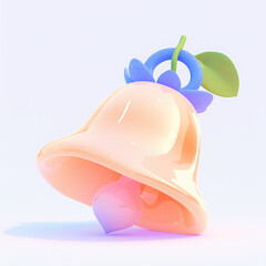 Fototapeta premium Stylish decorative bell with vibrant colors and leaves on a white isolate background.