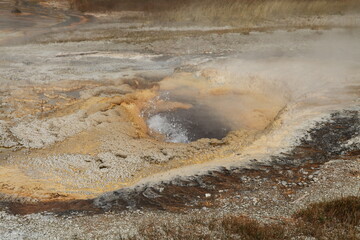 Pump Geyser in Upper Geyser Basin at Yellowstone National Park, Wyoming