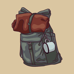 Large travel backpack with cup