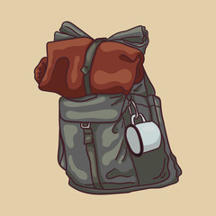 Large travel backpack with cup