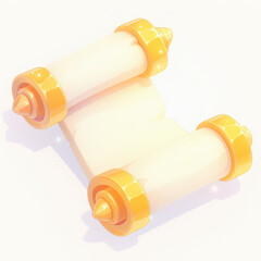 Stylized scroll with golden ends on white isolated background.