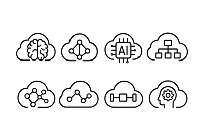 Fototapeta premium outline vector icons of heart in nature: heart-shaped leaf, heart cloud, heart flower, tree with heart, mountain with heart, sun and heart, heart-shaped rock, rain with heart., set of line style