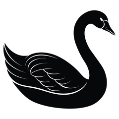 Fototapeta premium swan black silhouette vector, Simple silhouette Design vector icon with white background