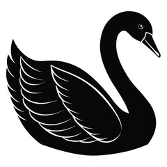 Obraz premium swan silhouette vector icon isolated