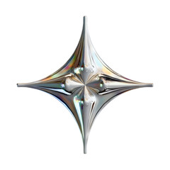 3D chrome y2k abstract star isolated on background