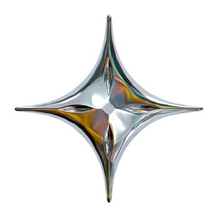 3D chrome y2k abstract star isolated on background