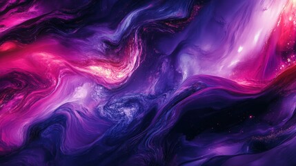 Obraz premium Vibrant Abstract Purple Waves with Shimmering Textures and Cosmic Flare