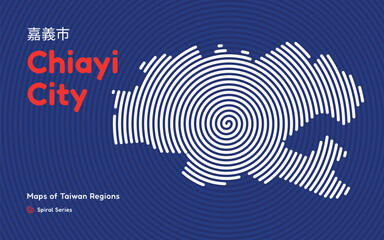 Chiayi City in Taiwan, Circular Spiral Style Urban Map