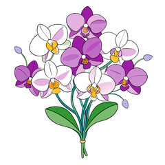  Vivid Orchid Floral Bouquet Illustration
