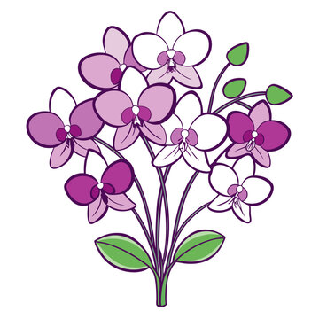 purple and white orchids bouquet clip art preview