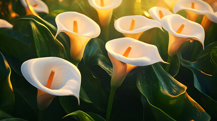 Ethereal Dawn: The Captivating Elegance of Lilies Unveiling in a Golden Morning Hues