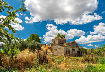 Fototapeta premium rural countryside landscape during a sunny summer day inside Val d'Agri, Basilicata