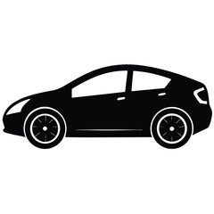 Electric vehicle side view silhouette vector
