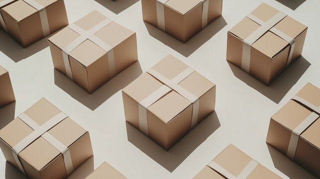 Cardboard Boxes Arranged in a Grid Pattern